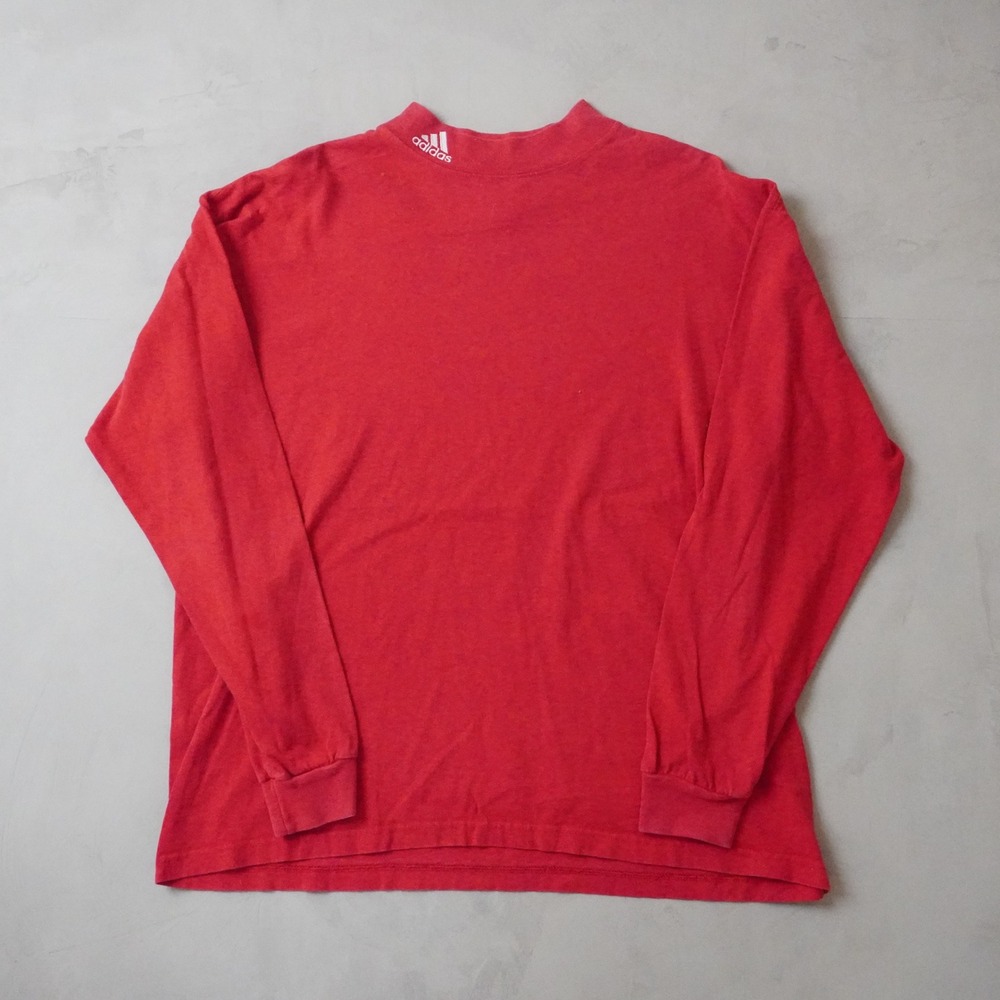 Vintage Adidas Mock Neck Long Sleeve T-Shirt XL Mens Red Embroidered Logo 90s